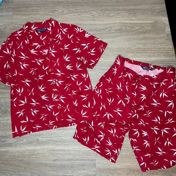 Vintage Shaver Lake Red Summer Outfit (L) - Picture 1 of 7